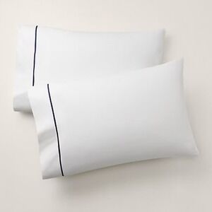 Ralph Lauren Organic Cotton Percale Palmer Two (2) King Pillow Cases Polo Navy